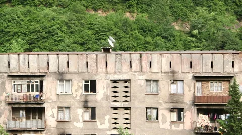 Aerial view of old soviet buildings Stock Footage 64800465