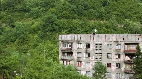 Aerial view of old soviet buildings 库存影片 64800624