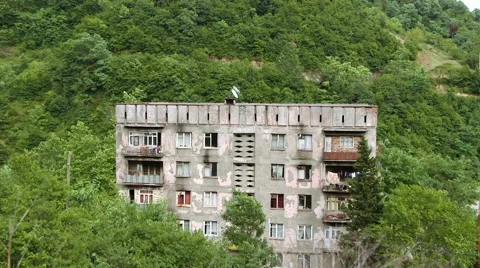 Aerial view of old soviet buildings Stock Footage 64800666