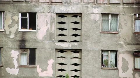 Aerial view of old soviet buildings Stock Footage 64800698