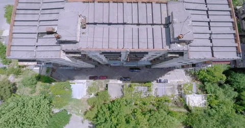 Aerial view of old soviet buildings Stock Footage 64801075