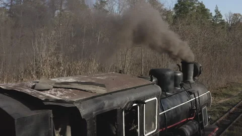 Aerial view of old steam train Stock Footage 253549728