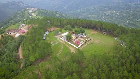 Aerial view of old temple in the mountain in Nepal Video stock 156962546