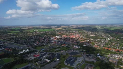 Aerial view of the old town of Aars Stock Footage 284447317