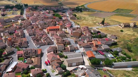 Aerial view of the old town and city Zamarramala Stock Footage 339032879