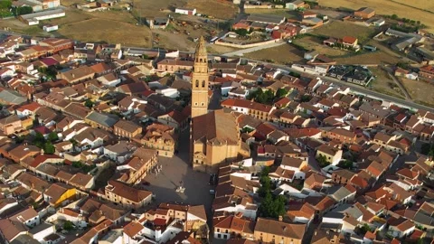 Aerial view of the old town and city Alaejos Stock Footage 339033009