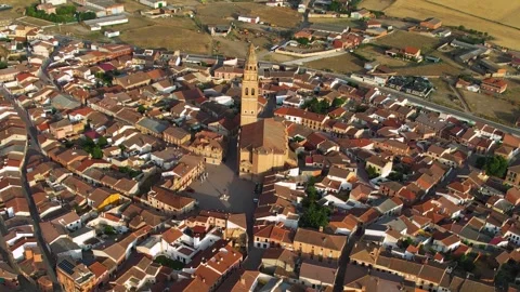 Aerial view of the old town and city Alaejos Stock Footage 339033022