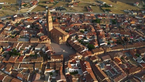 Aerial view of the old town and city Alaejos Stock Footage 339033162
