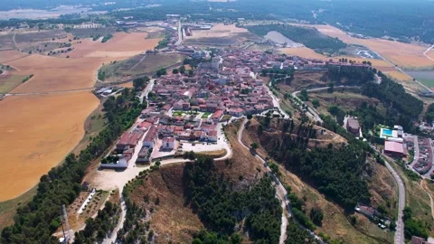 Aerial view of the old town and city Arrabal de Portillo Stock Footage 339033301