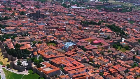 Aerial view of the old town and city Avila in Spain Stock Footage 339033707