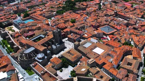 Aerial view of the old town and city Avila in Spain Stock Footage 339033951