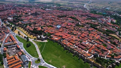 Aerial view of the old town and city Avila in Spain Stock Footage 339033963