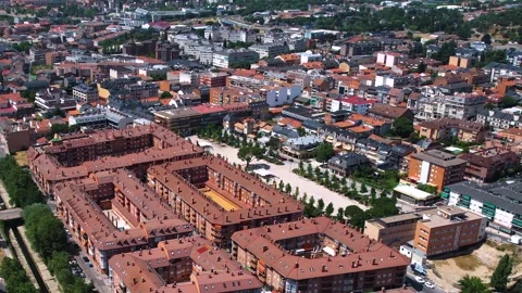 Aerial view of the old town and city Collado Villalba Stock Footage 339034161