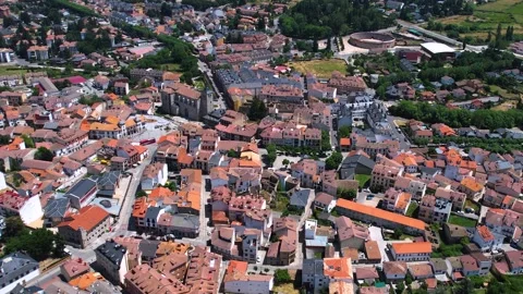 Aerial view of the old town and city El Espinar in Spain Stock Footage 339035358