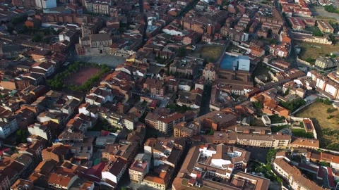 Aerial view of the old town and city Medina del Campo in Spain Stock Footage 339035799