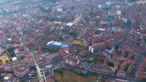 Aerial view of the old town and city Medina del Campo in Spain Stock Footage 339035899