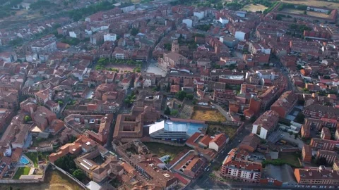 Aerial view of the old town and city Medina del Campo in Spain Stock Footage 339035900