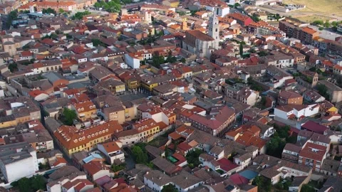 Aerial view of the old town and city Tordesillas i Stock Footage 339036053