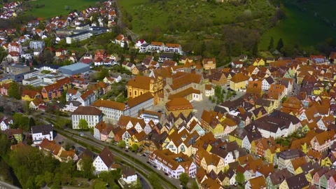 Aerial view of the old town and city Ellwangen 库存影片 339632906