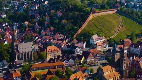 Aerial view of the old town and city Esslingen Video stock 339633020