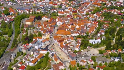  aerial view of the old town and city 	Hechingen Stock-Footage 339633332