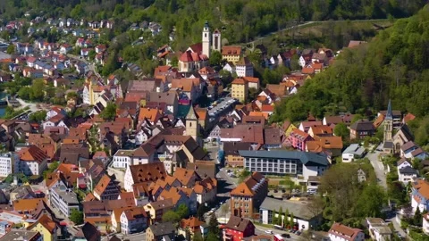 Aerial view of the old town and city Horb am Neckar Video stock 339633893