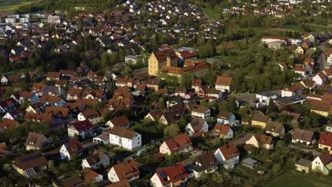  aerial view of the old town and city Michelbach an der Bilz Vidéo 339634149