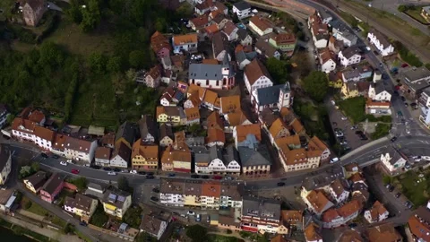  aerial view of the old town and city Neckarsteinach Video stock 339634199
