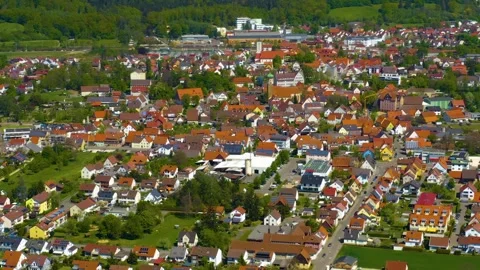 Aerial view of the old town and city Süssen Stock-Footage 339635440