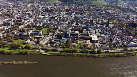 Aerial view of the old town and German city Trier Stock-Footage 339796977