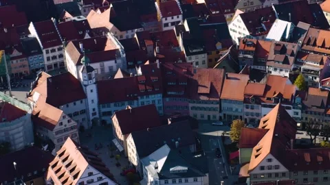 Aerial view of the old town and city Wangen im Allgäu Stock-Footage 339894543