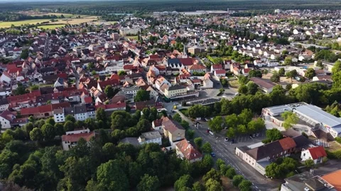 Aerial view of the old town and city Babenhausen Video stock 340607047
