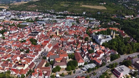 Aerial view of the old town and city Bad Mergentheim Video stock 340607170