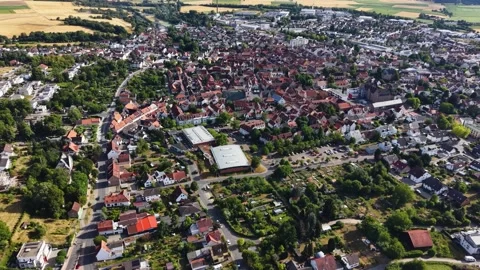 Aerial view of the old town and city Gross-Umstadt Stock-Footage 340609855