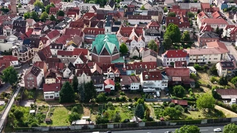 Aerial view of the old town and city Erlenbach am Main Vídeos de archivo 340644762