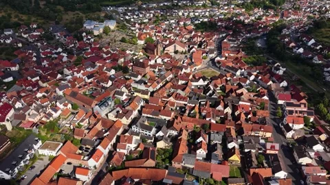 Aerial view of the old town and city Momlingen Video stock 340645077
