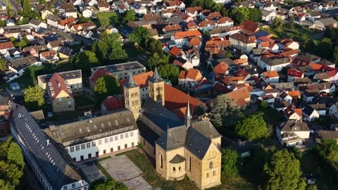 Aerial view of the old town and city Assenheim 库存影片 340653216