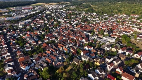 Aerial view of the old town and city Rosbach vor der Höhe Stock-Footage 340659633