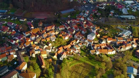 Aerial view of the old town and city Reichelsheim Stock Footage 340854067