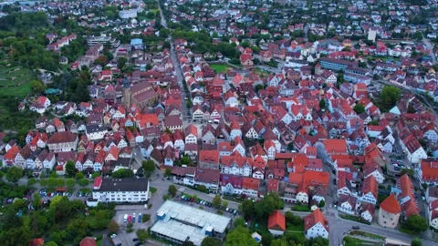 Aerial view of the old town and city Vaihingen an der Enz Video stock 340854219