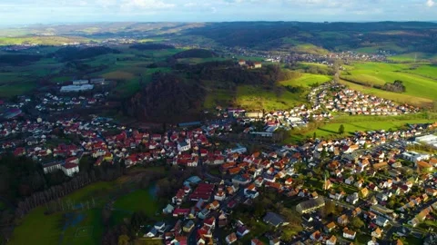 Aerial view of the old town and city Reichelsheim 库存影片 340855556
