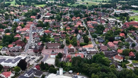 Aerial view of the old town and city Horn-Bad Meinberg in Germany Stock Footage 340901944