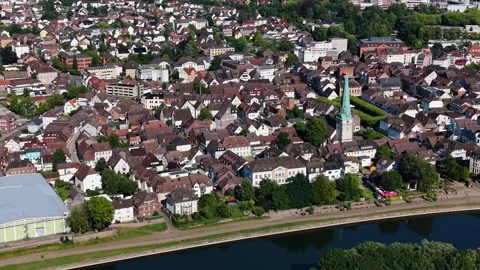 Aerial view of the old town and city Holzminden Stock Footage 340913010