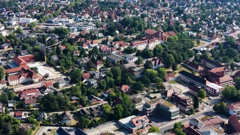 Aerial view of the old town and city Diepholz Stock Footage 340917865