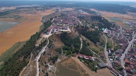 Aerial view of the old town and city Arrabal de Portillo Stock Footage 340924735
