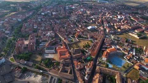 Aerial view of the old town and city Medina del Campo in Spain Stock Footage 340925043