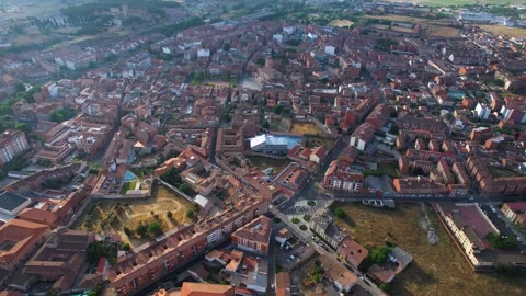 Aerial view of the old town and city Medina del Campo in Spain Stock Footage 340925089