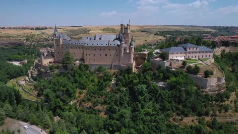 Aerial view of the old town and city Segovia Stock Footage 340925277