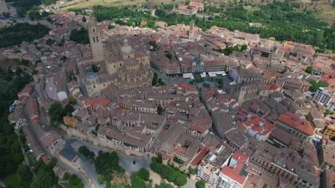 Aerial view of the old town and city Segovia Stock Footage 340925355