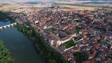 Aerial view of the old town and city Tordesillas Stock Footage 340925460